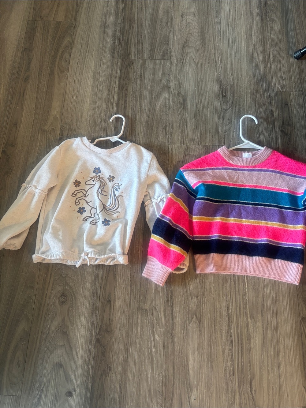 GAP Girls Striped Multicolor Sweater & Cream Unicorn Top Set